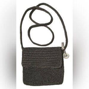 The Sak Dark Olive Green Crochet Crossbody Bag